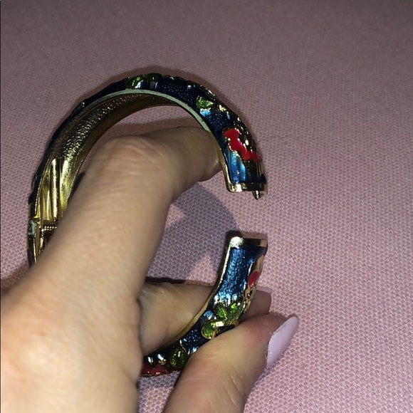 Floral blue and red bracelet - Picture 5 of 5